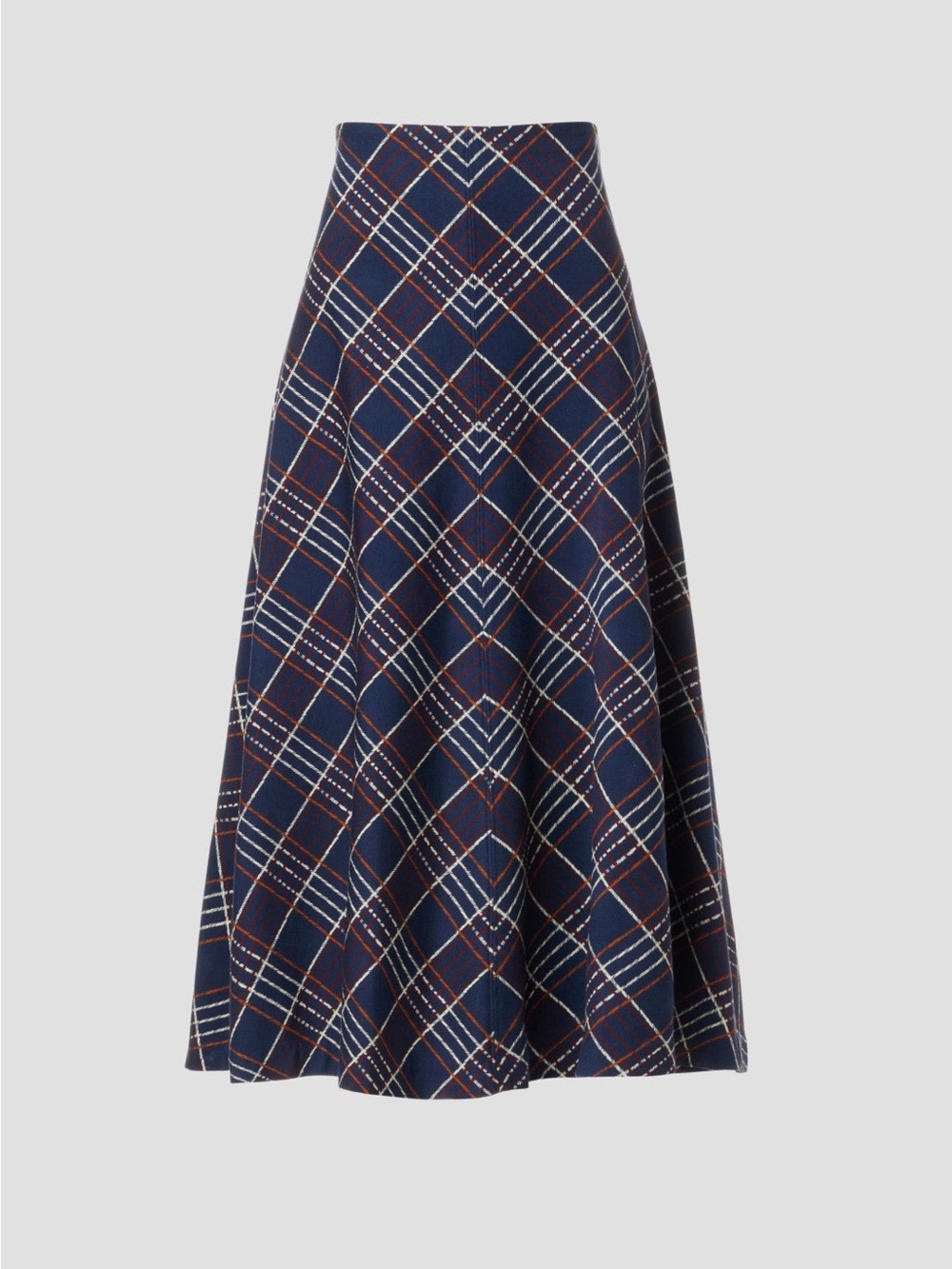 Tanya Taylor Thea Plaid Midi Skirt Navy Size S
